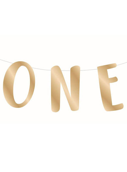 Image of 1st Birthday Gold Foil One Banner Decoration