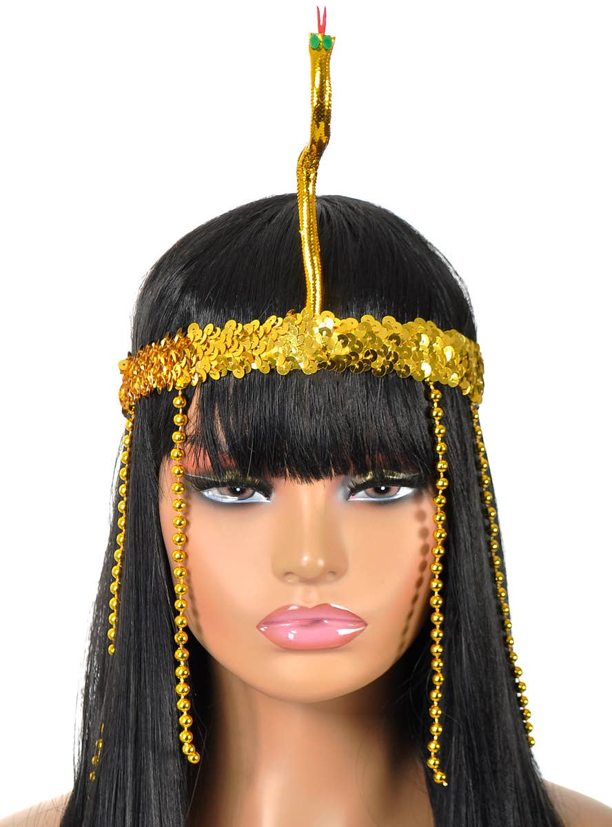 Image of Egyptian Gold Snake Headpiece and Arm Wrap Set - Alternate View 1