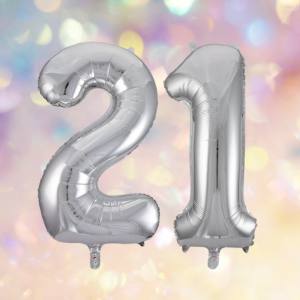 Image of silver 21st birthday balloons