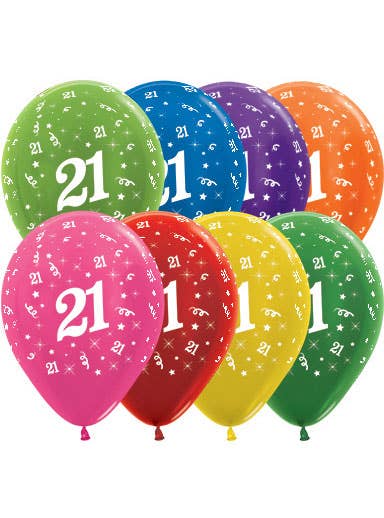 Image of 21st Birthday Metallic Colours 25 Pack Party Balloons