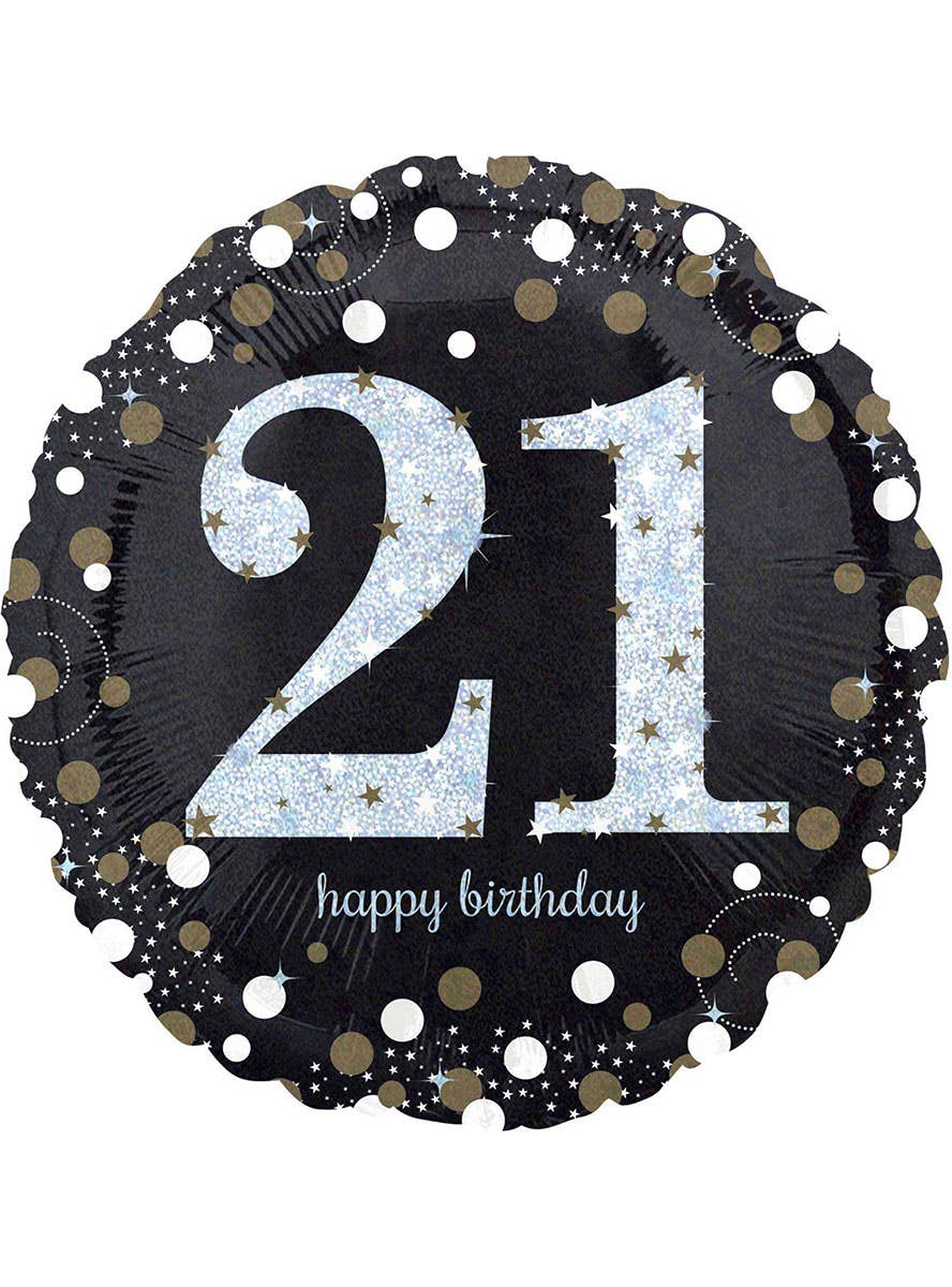 Image of 21st Birthday Black and Gold 45cm Party Balloon