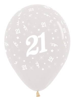Image of 21st Birthday Crystal Clear 25 Pack Party Balloons