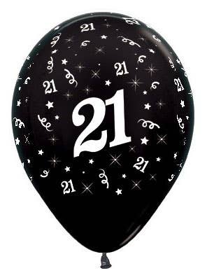 Image of 21st Birthday Metallic Black 25 Pack Party Balloons