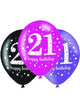 Image of 21st Birthday Pink and Black 6 Pack Party Balloons