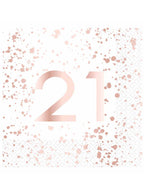 Image of 21st Birthday Rose Gold and White 16 Pack Lunch Napkins