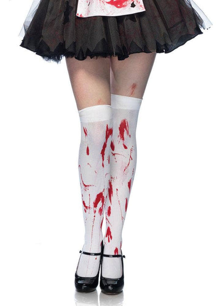 Blood Splattered Zombie Thigh High Costume Stockigns