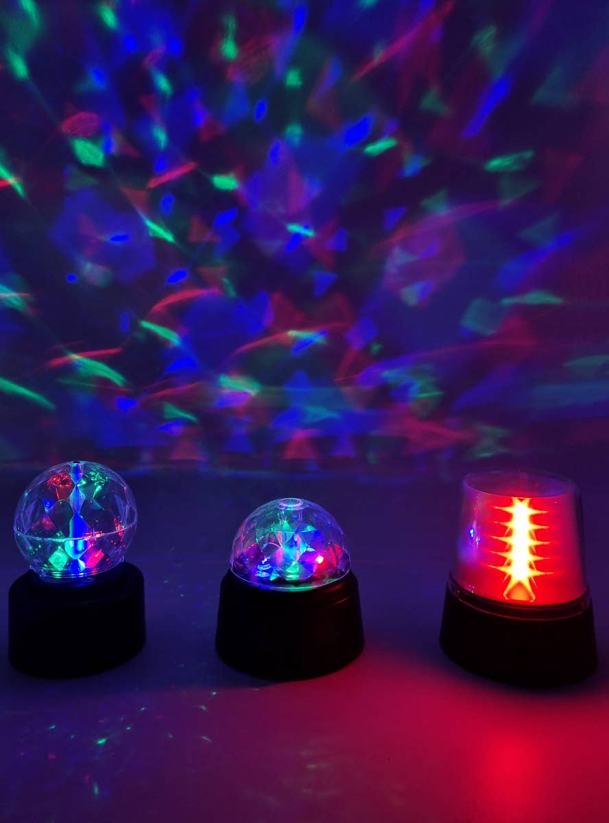 Image of Rotating 3 Pack Disco Party Lights Kit - Lit Image