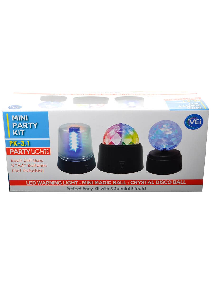 Image of Rotating 3 Pack Disco Party Lights Kit - Packaging Image