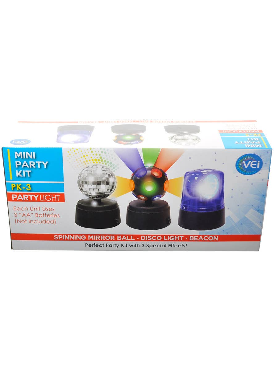 Image of Spinning 3 Pack Disco Party Lights Kit - Packaging Image