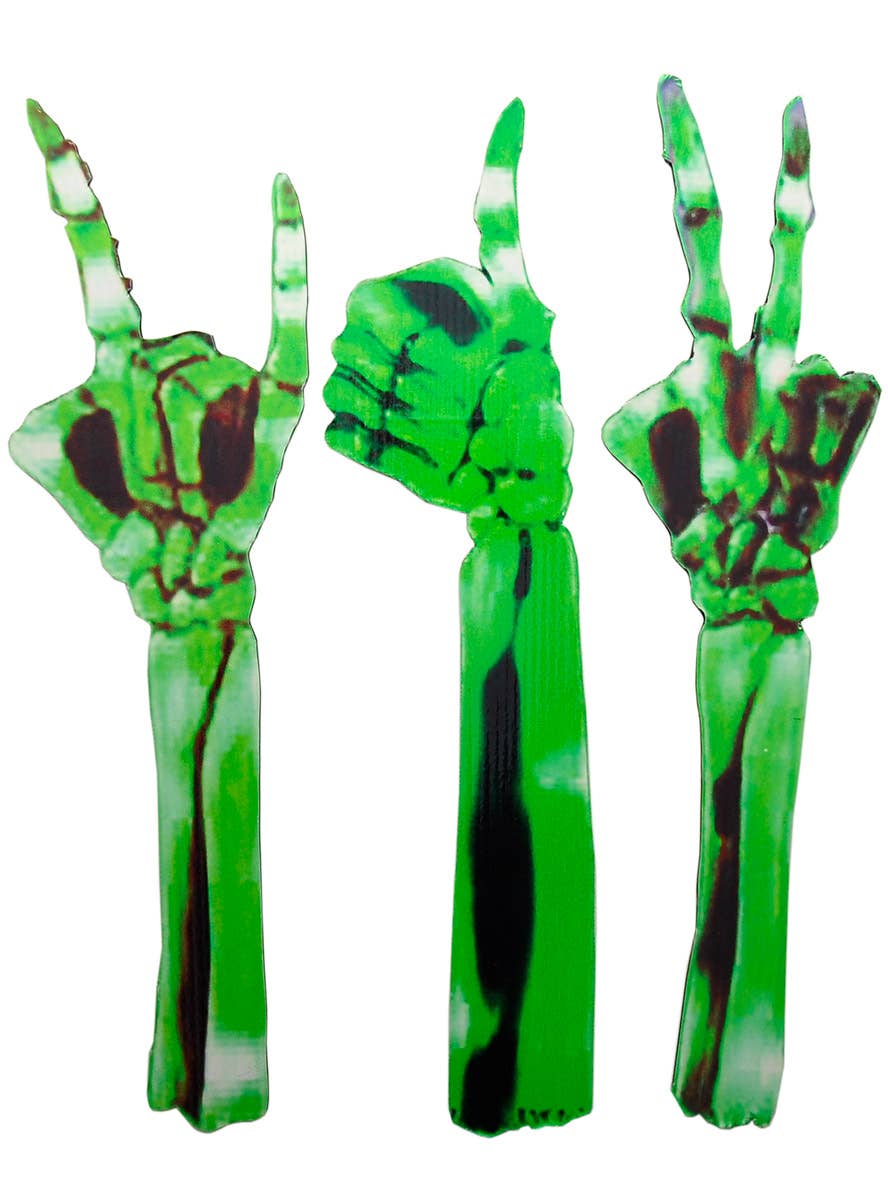 Image of Funny Green Skeleton Arm Stakes Halloween Decoration