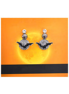 Image of Set of 3 Silver Moon Bat Halloween Costume Earrings