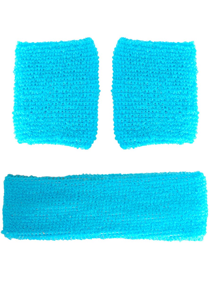 Image of Light Blue Wrist and Head Sweatbands Set