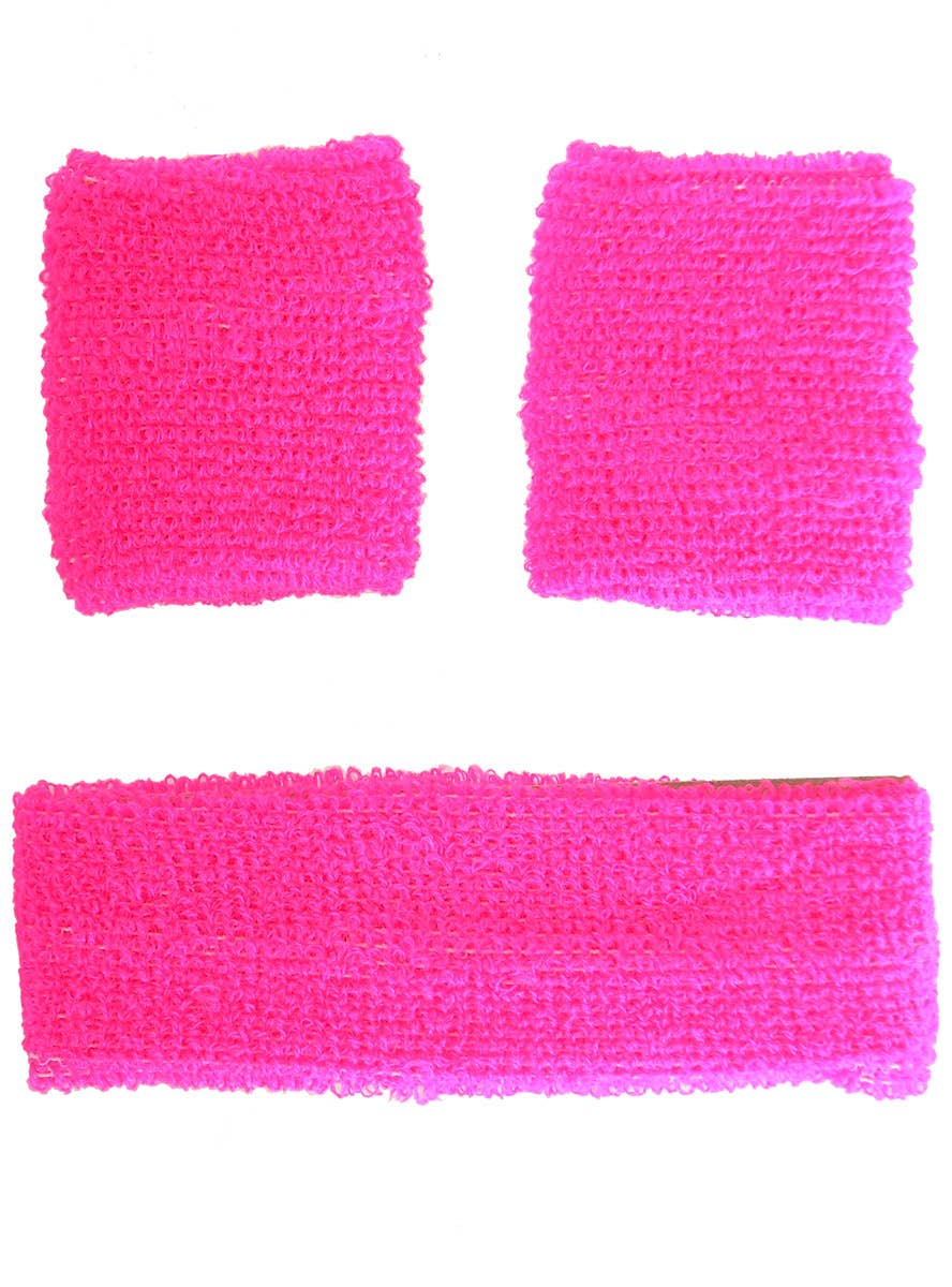 Image of Bright Pink Wrist and Head Sweatbands Set
