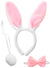 Image of Classic White and Pink Fur Bunny Ears Accessory Set