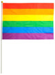 Image of 30cm x 45cm Mardi Gras Rainbow Flag on Pole