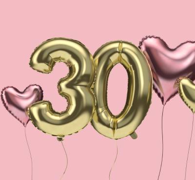 Image of 30th birthday party supplies