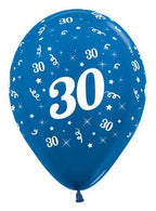 Image of 30th Birthday Metallic Blue 25 Pack Party Balloons