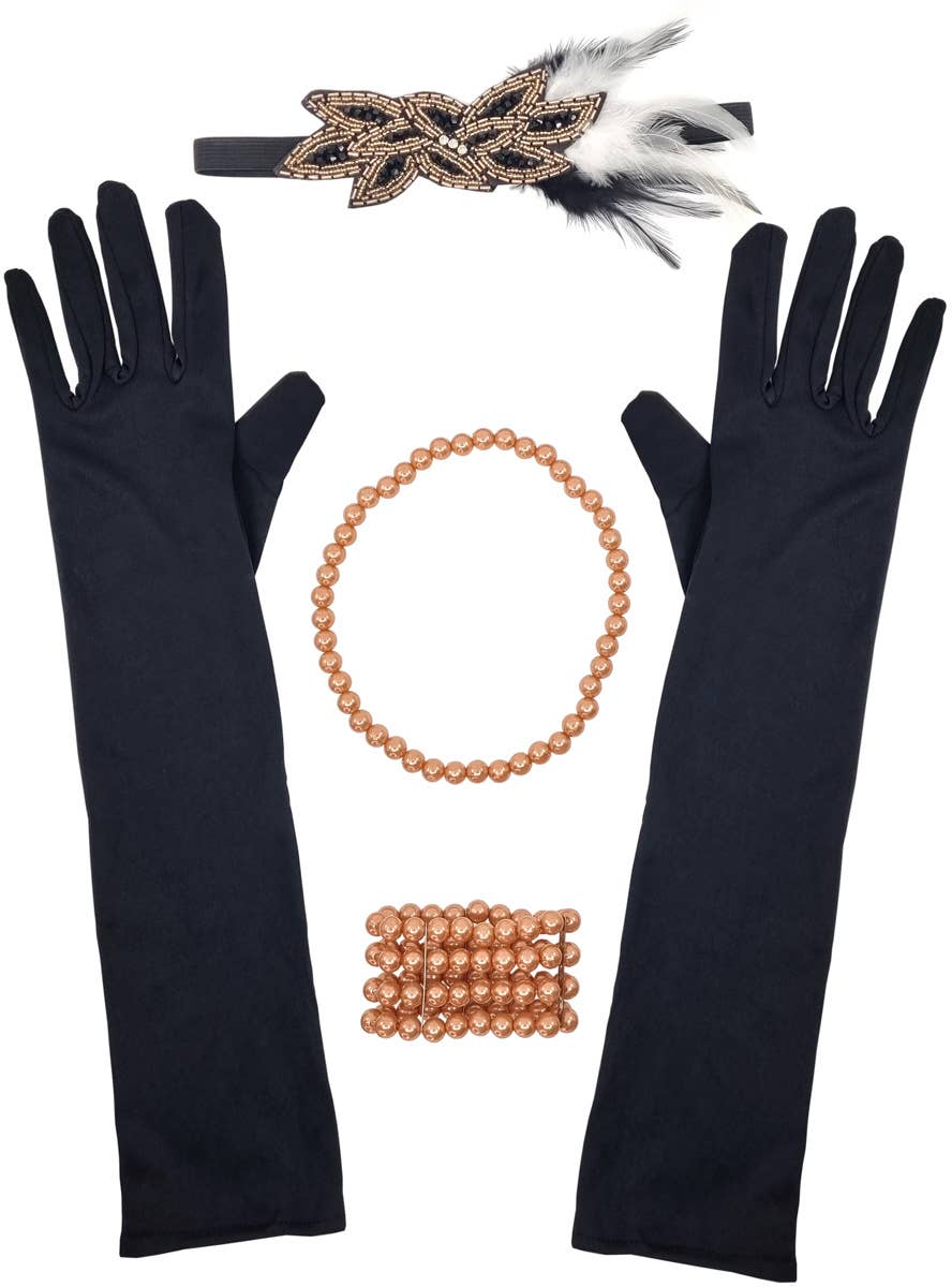 Image of Ritzy Rose Gold 1920's Gatsby Costume Accessory Set - Main Image