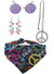 1970's Peace Sign 4 Piece Hippie Accessory Set with Round Purple Glasses