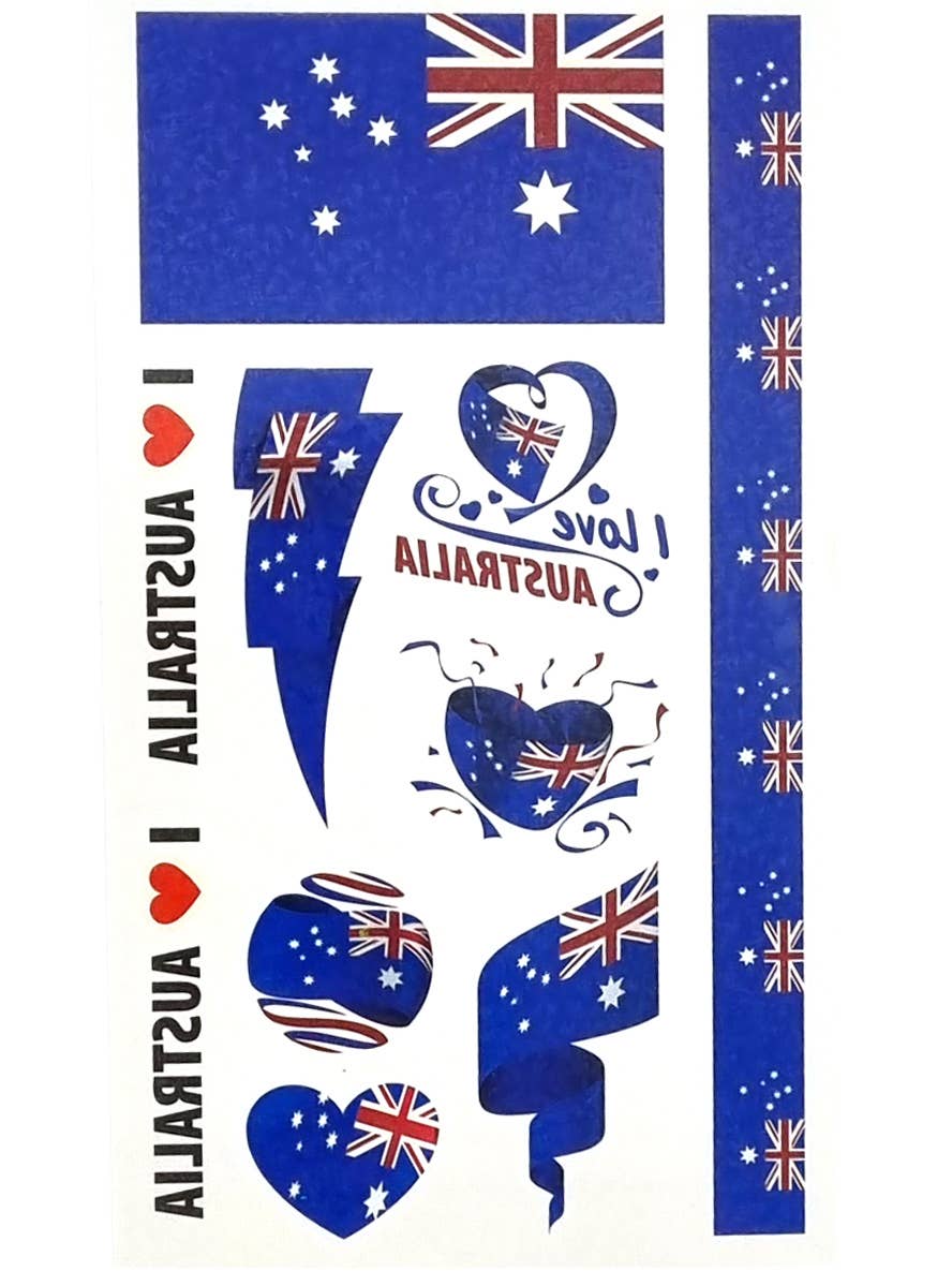 Image of Pack of 4 Temporary Australian Theme Tattoos