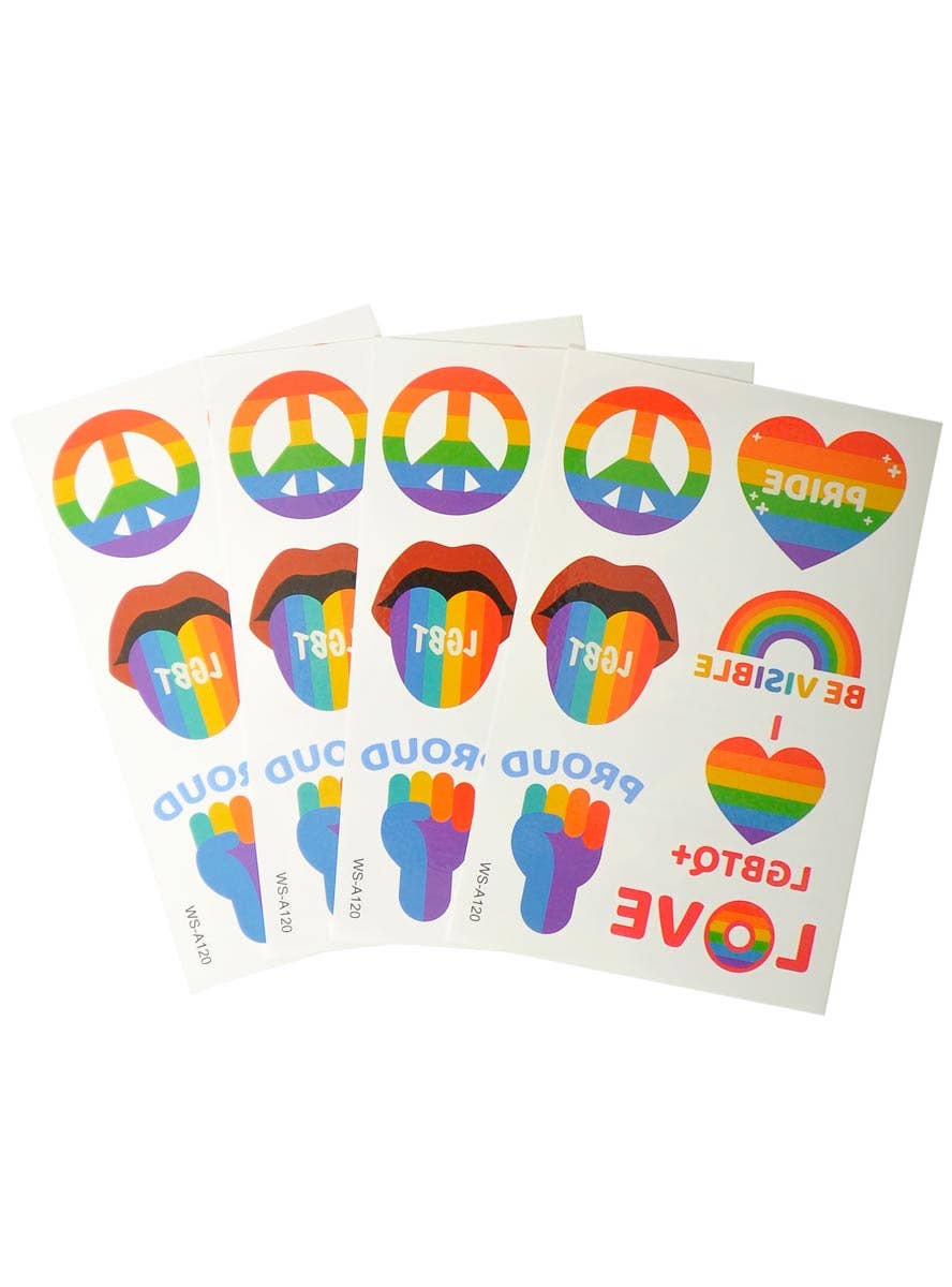 Image of Mardi Gras Rainbow LGBTQ+ Pride Temporary Tattoos - Alternate Image