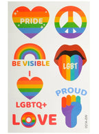 Image of Mardi Gras Rainbow LGBTQ+ Pride Temporary Tattoos - Main Image