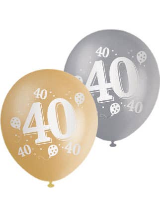 Image of 40th Birthday Gold And Silver 10 Pack 30cm Latex Balloons