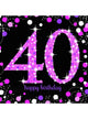 Image of 40th Birthday Pink and Black 16 Pack Lunch Napkins