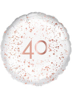 Image of 40th Birthday Rose Gold and White 45cm Party Balloon