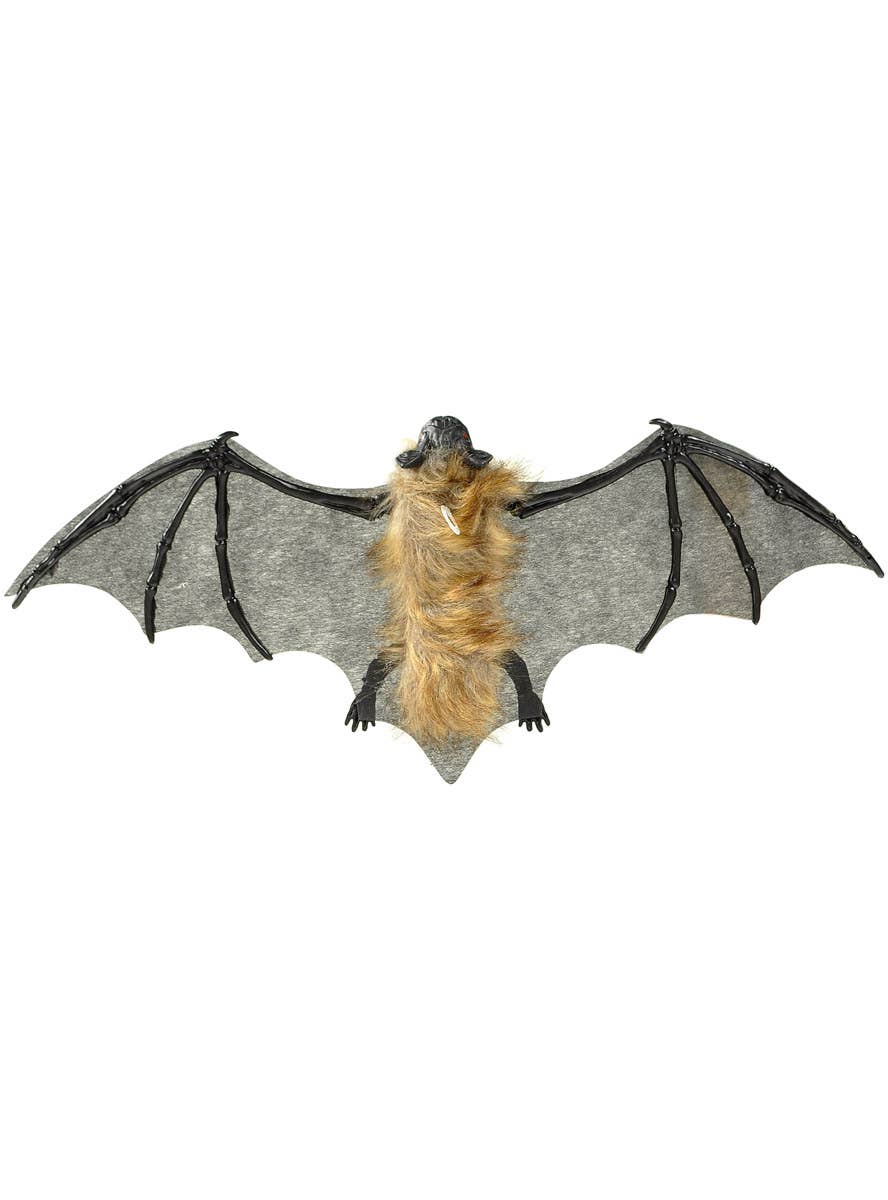 Image of Hanging Black Furry Bat Halloween Decoration - Alternate Image