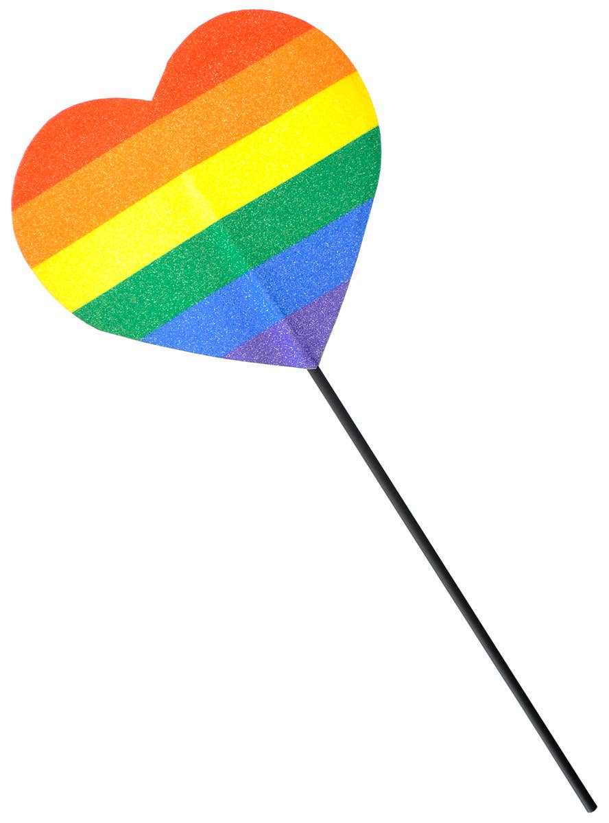 Image of 43cm Rainbow Glitter Heart on Stick Accessory