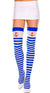 Blue and White Sailor Striped Women's Thigh Stockings with Anchors