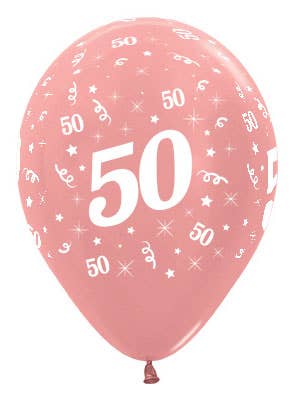Image of 50th Birthday Metallic Rose Gold 25 Pack Party Balloons