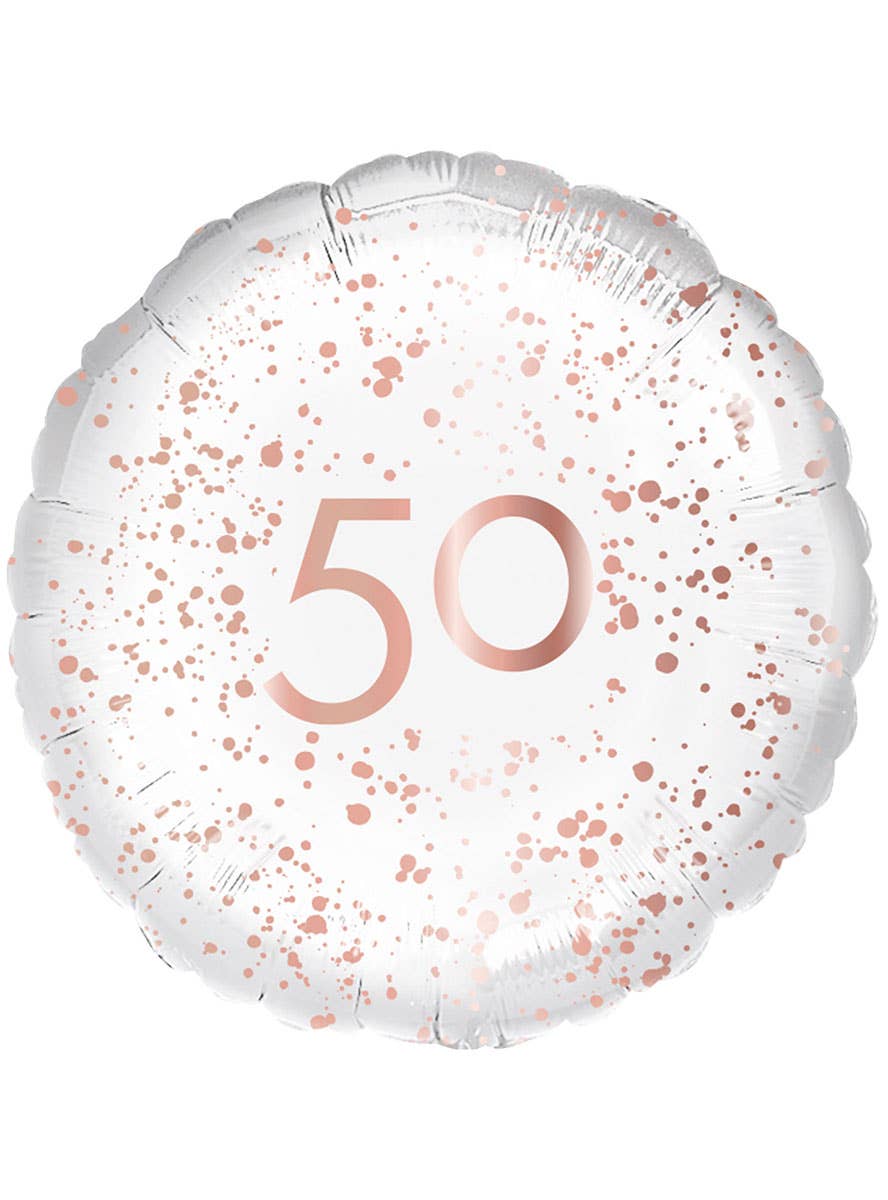 Image of 50th Birthday Rose Gold and White 45cm Party Balloon