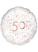 Image of 50th Birthday Rose Gold and White 45cm Party Balloon