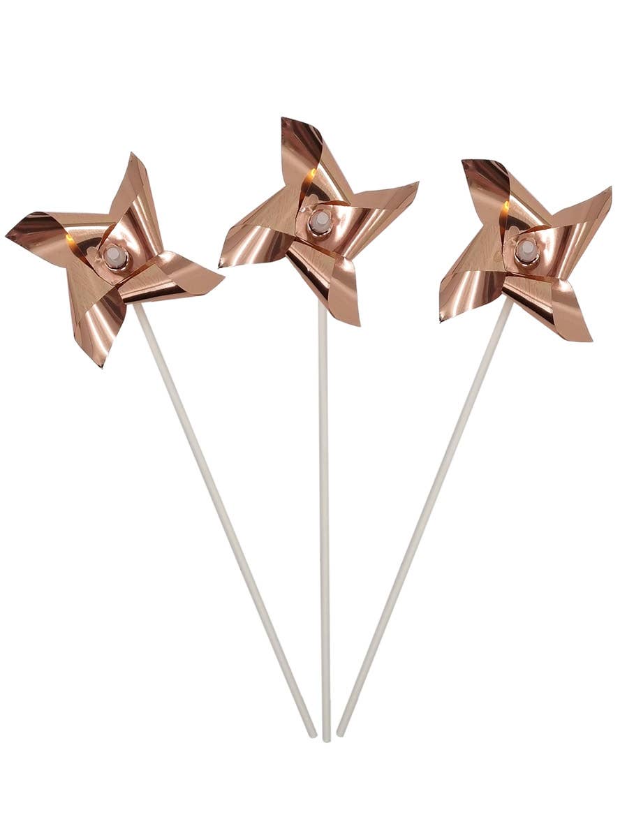 Image of Rose Gold 6 Pack Windmill Cake Toppers