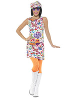 Groovy Chick Womens 60s Hippie Print Costume - Front Image