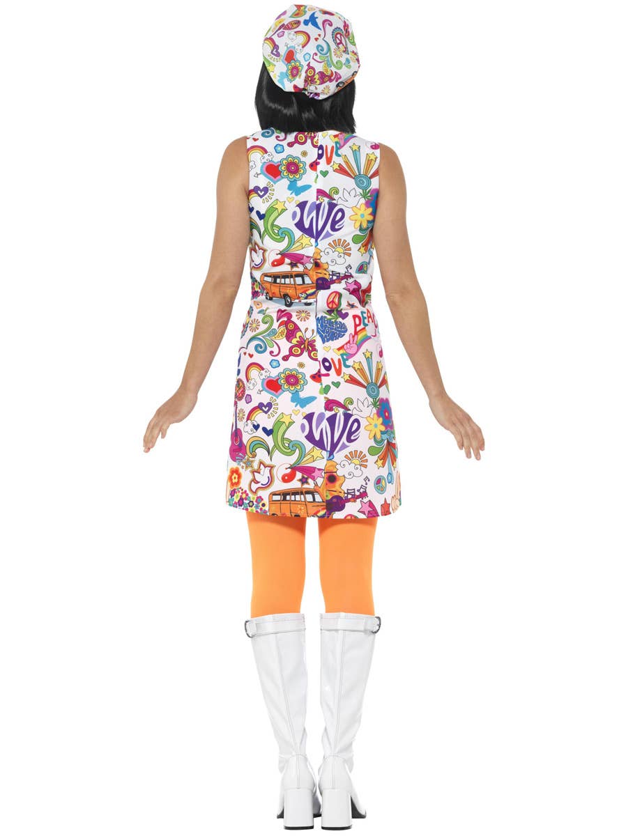 Groovy Chick Womens 60s Hippie Print Costume - Back Image