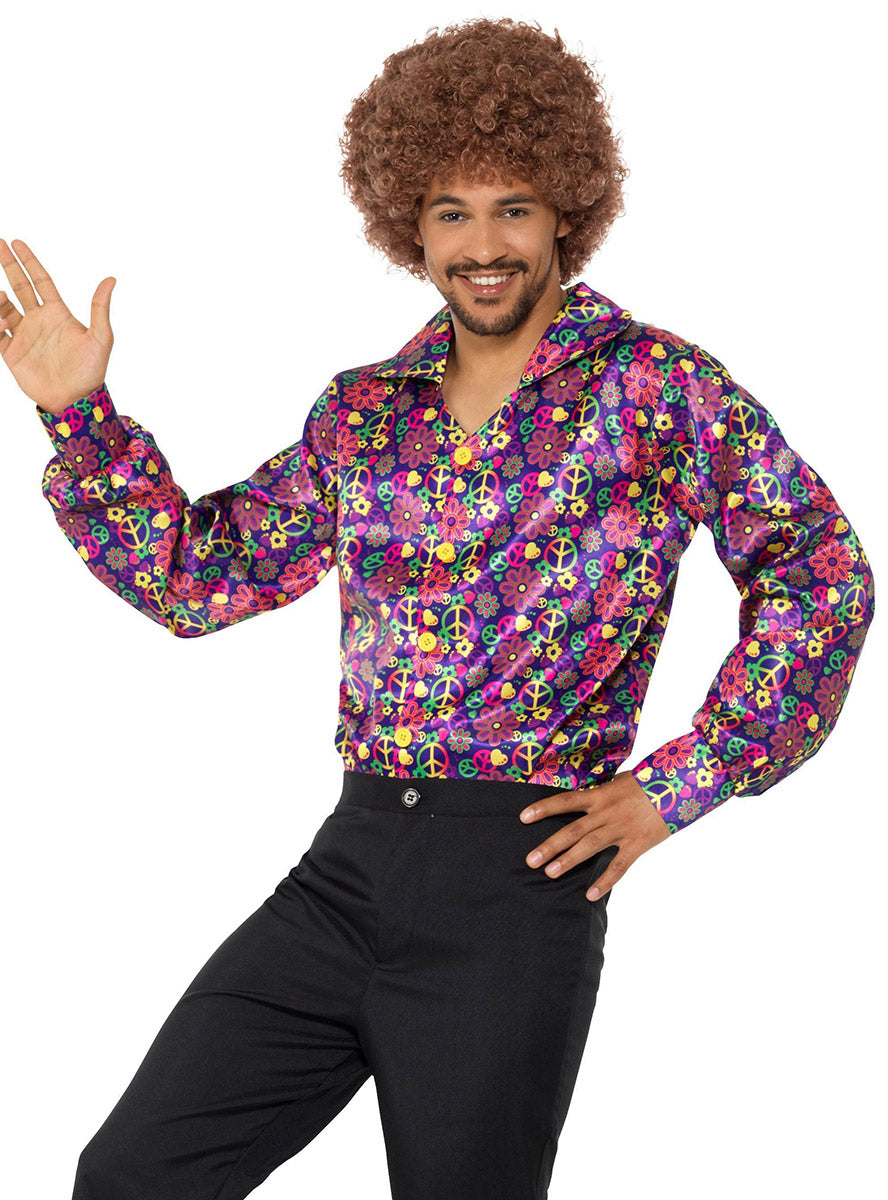 Image of Psychedelic Print Mens 1960s Costume Shirt