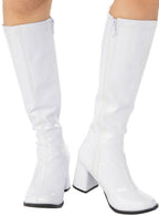 Knee High 60s 70s Womens White GoGo Boots - Main image