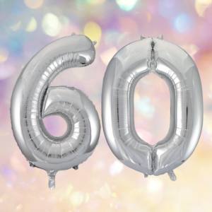 Image of silver 60th birthday balloons