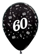 Image of 60th Birthday Metallic Black 25 Pack Party Balloons