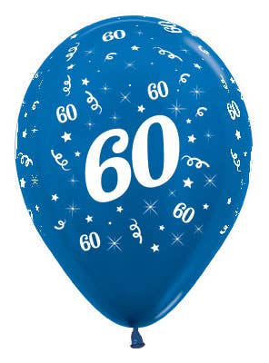 Image of 60th Birthday Metallic Blue 25 Pack Party Balloons