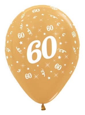 Image of 60th Birthday Metallic Gold 25 Pack Party Balloons