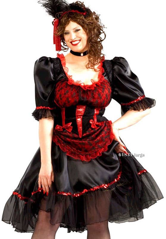 Womens Black and Red Sexy Plus Size Wild West Costume - Close Image