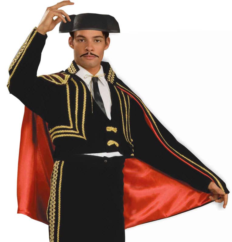 Deluxe Black and Red Spanish Bullfighter Men's Matador Costume - Close Up Image