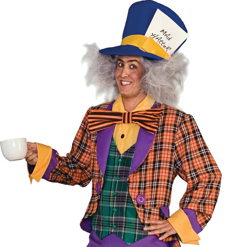 Men's Plaid Tea Party Mad Hatter Storybook Costume - Alternative Image