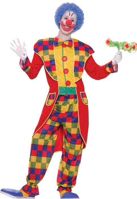 Multicoloured Tuxedo Circus Clown Costume for Men 