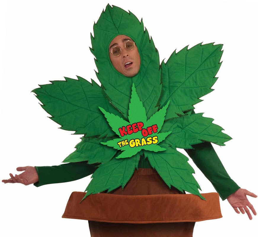 Funny 'Keep of The Grass' Oversized Potted Plant Costume for Adults - Alternative Image