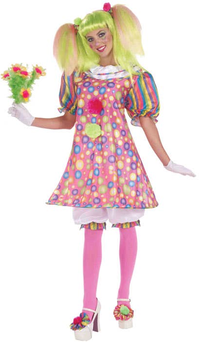 Womens Pink Tickles The Clown Circus Costume - Main Image